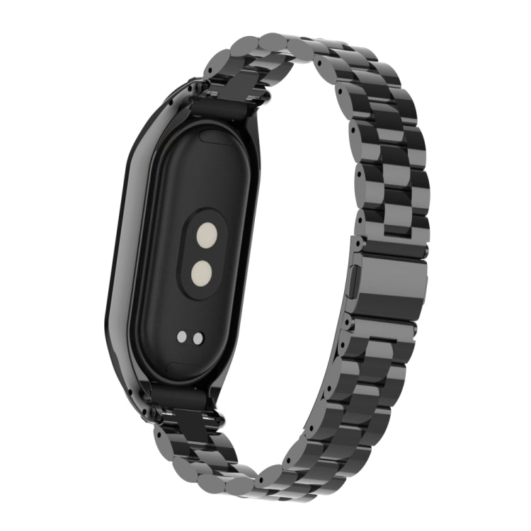 For Xiaomi Mi Band 8 Integrated Metal Case + Three-bead Watch Band(Black) - Smart Wear by PMC Jewellery | Online Shopping South Africa | PMC Jewellery