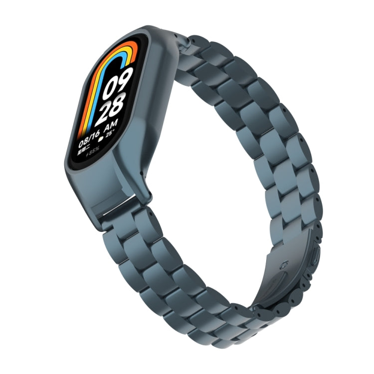 For Xiaomi Mi Band 8 Integrated Metal Case + Three-bead Watch Band(Titanium Gray) - Smart Wear by PMC TechLife | Online Shopping South Africa | PMC TechLife