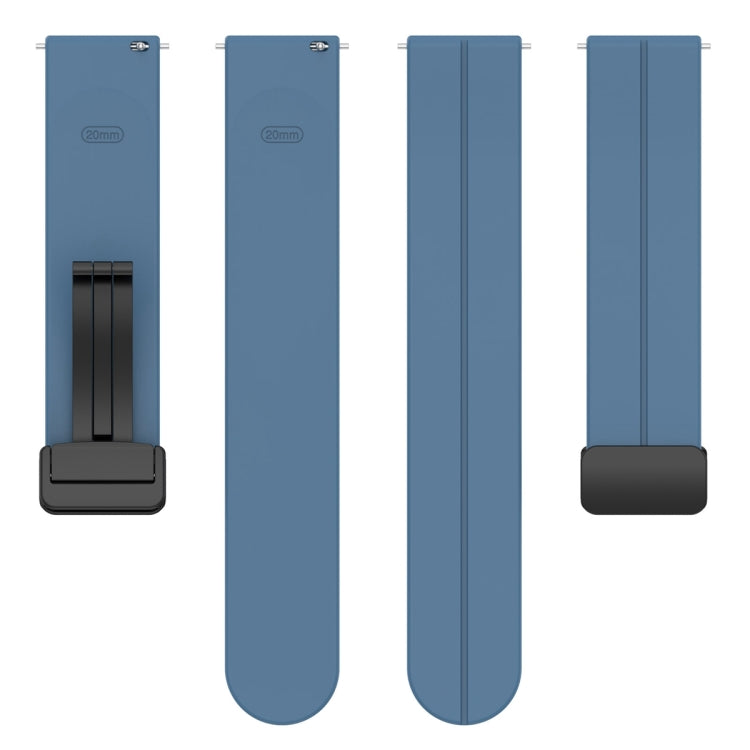 20mm Universal Flat Head Groove Folding Black Buckle Silicone Watch Band(Blue) - Smart Wear by PMC TechLife | Online Shopping South Africa | PMC TechLife