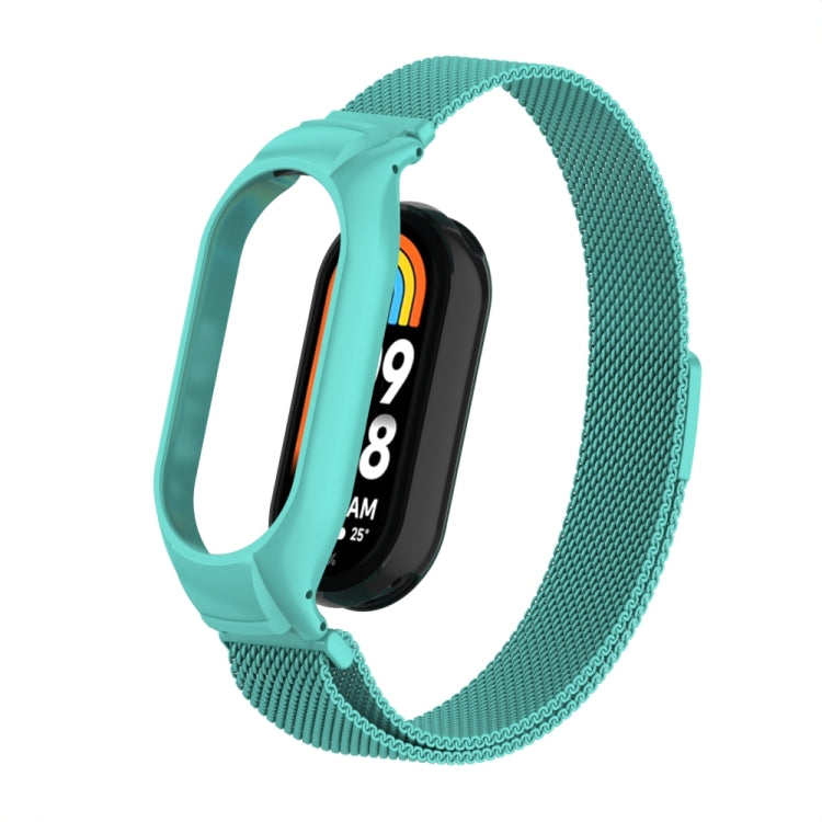 For Xiaomi Mi Band 8 Integrated Metal Case + Milanese Magnetic Watch Band(Tiffany Blue) - Smart Wear by PMC TechLife | Online Shopping South Africa | PMC TechLife