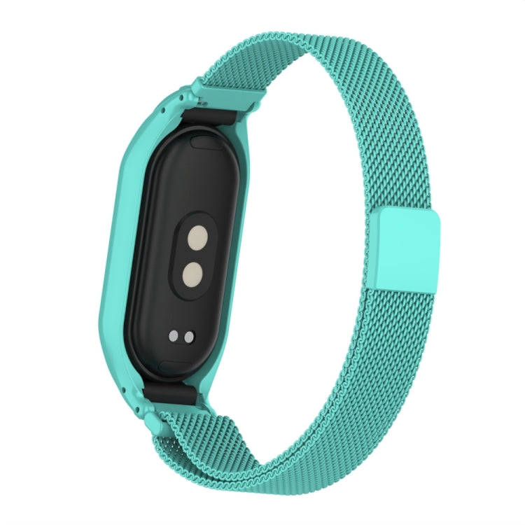 For Xiaomi Mi Band 8 Integrated Metal Case + Milanese Magnetic Watch Band(Tiffany Blue) - Smart Wear by PMC Jewellery | Online Shopping South Africa | PMC Jewellery