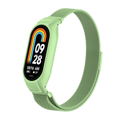 For Xiaomi Mi Band 8 Integrated Metal Case + Milanese Magnetic Watch Band(Matcha Green) - Smart Wear by PMC Jewellery | Online Shopping South Africa | PMC Jewellery