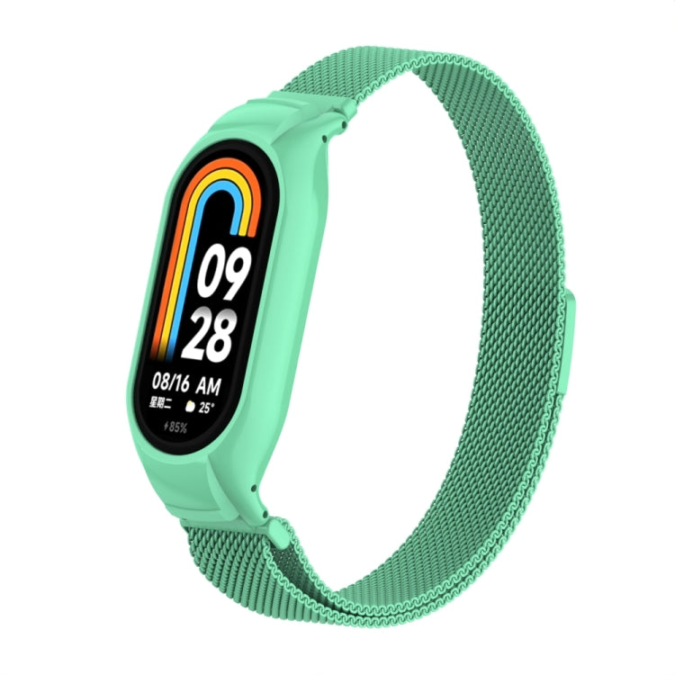 For Xiaomi Mi Band 8 Integrated Metal Case + Milanese Magnetic Watch Band(Blue Sea) - Smart Wear by PMC TechLife | Online Shopping South Africa | PMC TechLife