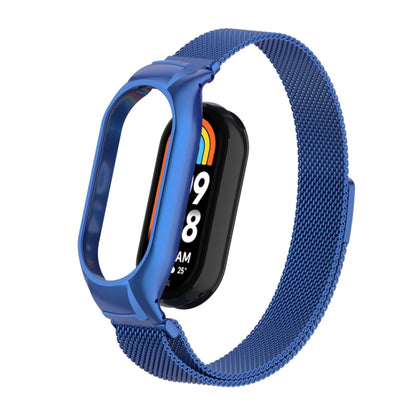 For Xiaomi Mi Band 8 Integrated Metal Case + Milanese Magnetic Watch Band(Blue) - Smart Wear by PMC Jewellery | Online Shopping South Africa | PMC Jewellery