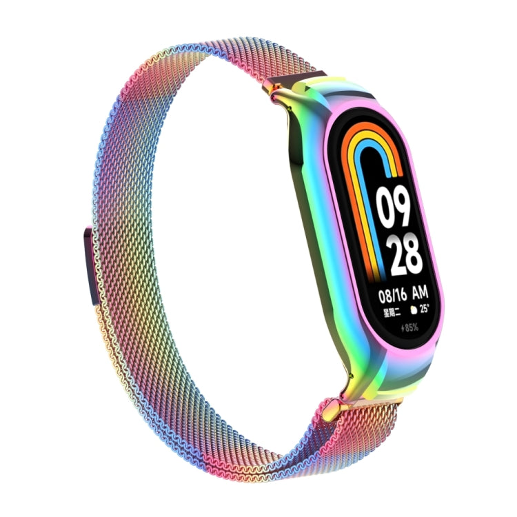 For Xiaomi Mi Band 8 Integrated Metal Case + Milanese Magnetic Watch Band(Colorful) - Smart Wear by PMC TechLife | Online Shopping South Africa | PMC TechLife