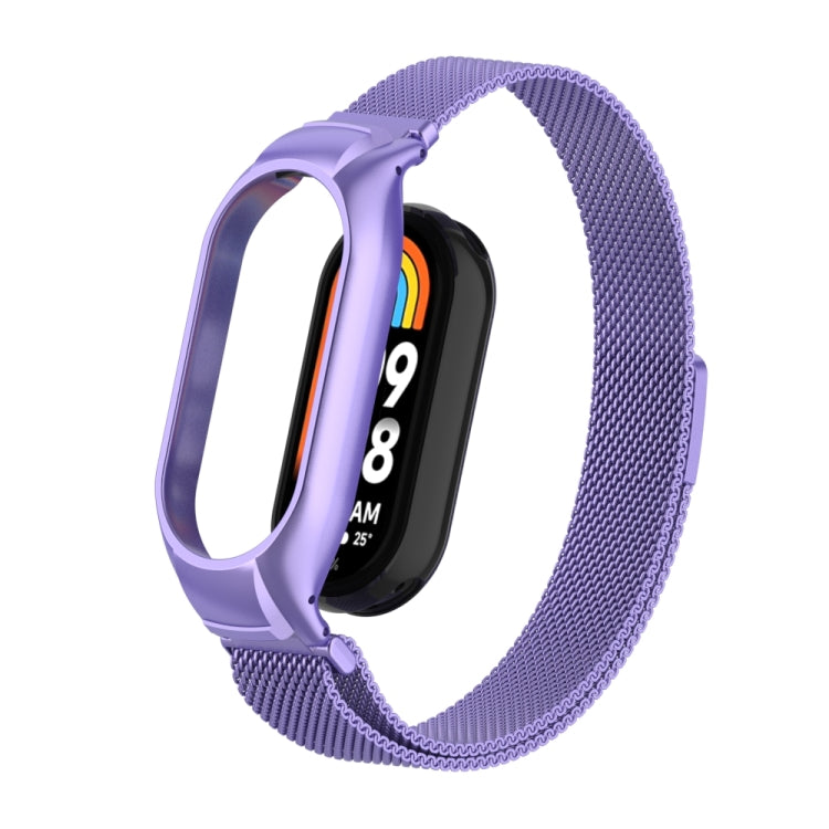 For Xiaomi Mi Band 8 Integrated Metal Case + Milanese Magnetic Watch Band(Hyun Purple) - Smart Wear by PMC TechLife | Online Shopping South Africa | PMC TechLife