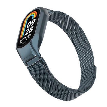 For Xiaomi Mi Band 8 Integrated Metal Case + Milanese Magnetic Watch Band(Titanium Gray) - Smart Wear by PMC Jewellery | Online Shopping South Africa | PMC Jewellery