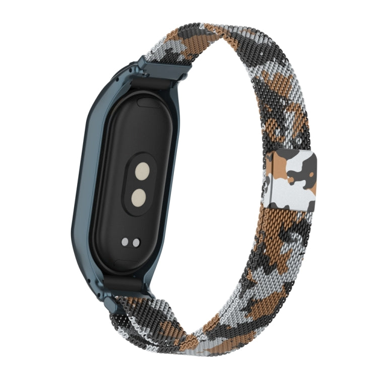 For Xiaomi Mi Band 8 Integrated Metal Case + Milanese Magnetic Watch Band(Brown) - Smart Wear by PMC TechLife | Online Shopping South Africa | PMC TechLife