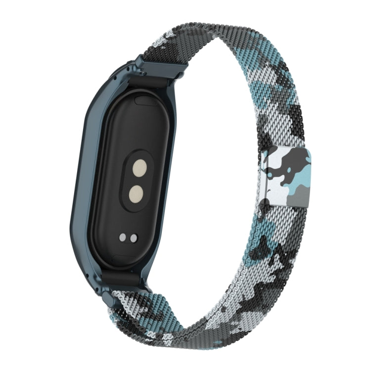 For Xiaomi Mi Band 8 Integrated Metal Case + Milanese Magnetic Watch Band(White) - Smart Wear by PMC TechLife | Online Shopping South Africa | PMC TechLife