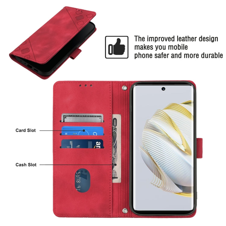 For Huawei nova 10 Skin-feel Embossed Leather Phone Case(Red) - Huawei Cases by PMC Jewellery | Online Shopping South Africa | PMC Jewellery