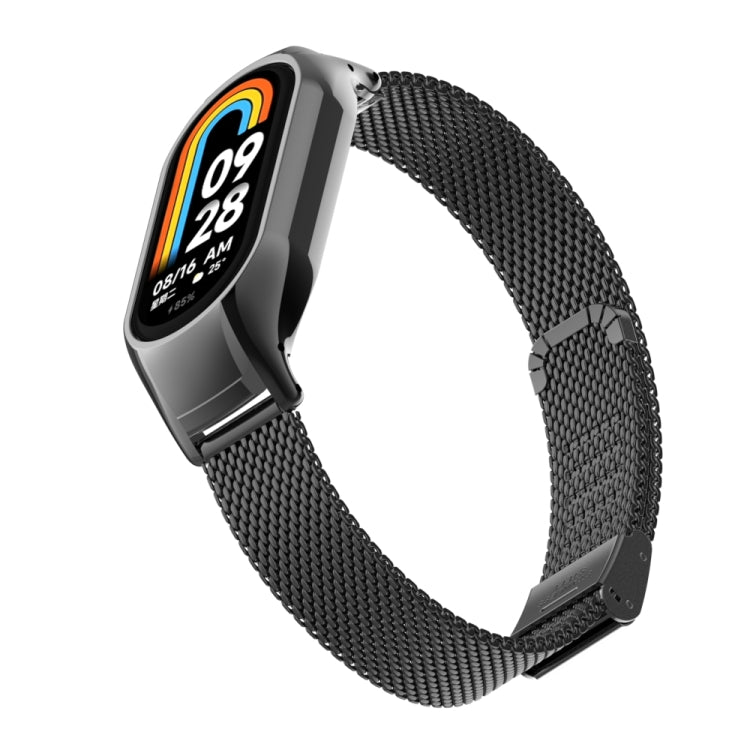 For Xiaomi Mi Band 8 Integrated Metal Case + Steel Mesh Buckle Watch Band(Black) - Smart Wear by PMC Jewellery | Online Shopping South Africa | PMC Jewellery