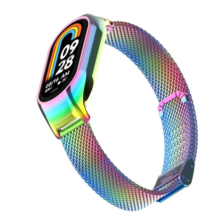 For Xiaomi Mi Band 8 Integrated Metal Case + Steel Mesh Buckle Watch Band(Colorful) - Smart Wear by PMC TechLife | Online Shopping South Africa | PMC TechLife