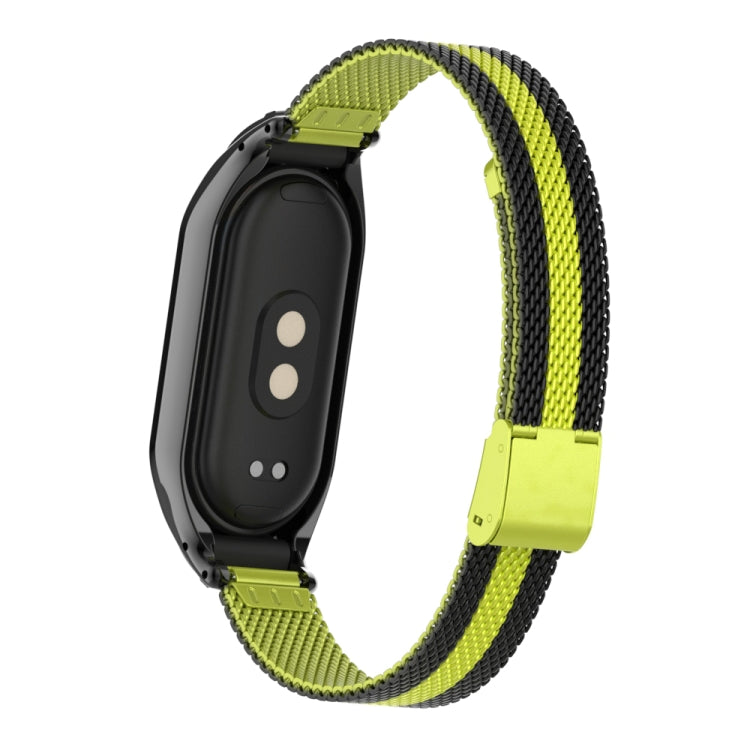 For Xiaomi Mi Band 8 Integrated Metal Case + Steel Mesh Buckle Watch Band(Black+Yellow) - Smart Wear by PMC TechLife | Online Shopping South Africa | PMC TechLife