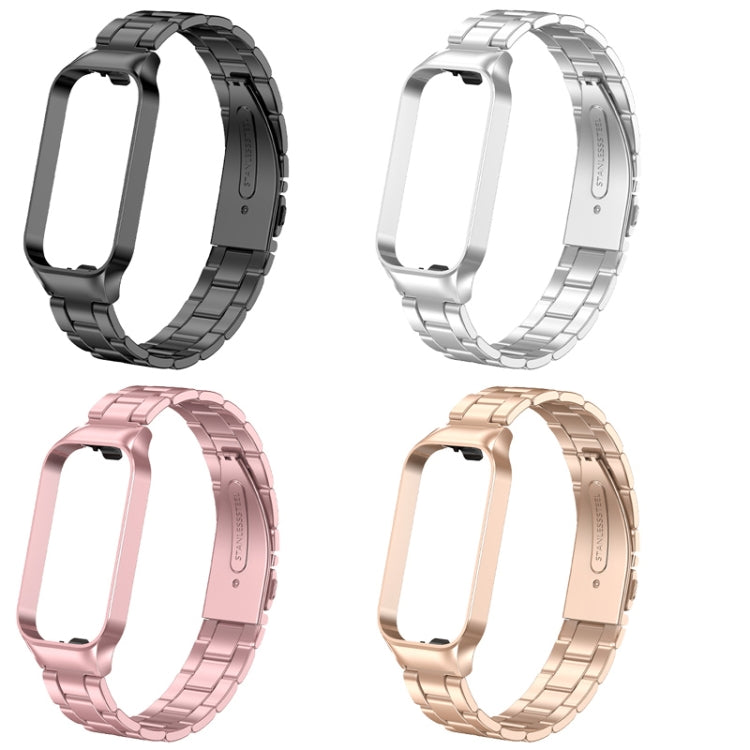 For Redmi Band 2 Three-bead Metal Watch Band(Rose Pink) - Smart Wear by PMC TechLife | Online Shopping South Africa | PMC TechLife
