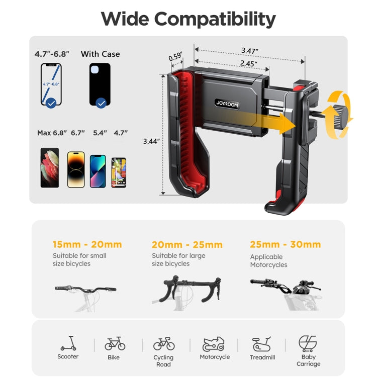 JOYROOM JR-ZS266 Bicycle Handle Phone Mount Compatible with 4.7-6.8 inch(Black) - Holders by JOYROOM | Online Shopping South Africa | PMC Jewellery