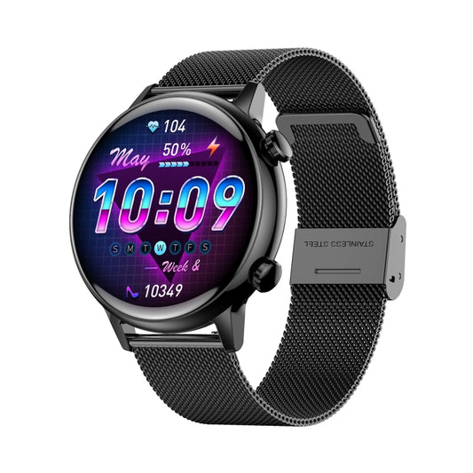 HK39 1.1 inch Smart Stainless Steel Band Watch Support Bluetooth Call/Blood Oxygen Monitoring(Black) - Smart Wear by PMC Jewellery | Online Shopping South Africa | PMC Jewellery