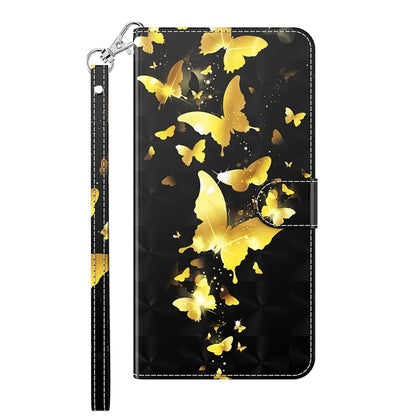 For Xiaomi Redmi Note 12 4G Global 3D Painting Pattern Flip Leather Phone Case(Gold Butterfly) - Note 12 Cases by PMC Jewellery | Online Shopping South Africa | PMC Jewellery