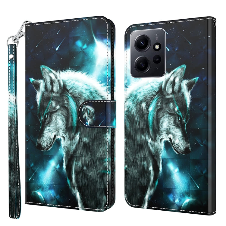 For Xiaomi Redmi Note 12 4G Global 3D Painting Pattern Flip Leather Phone Case(Wolf) - Note 12 Cases by PMC Jewellery | Online Shopping South Africa | PMC Jewellery