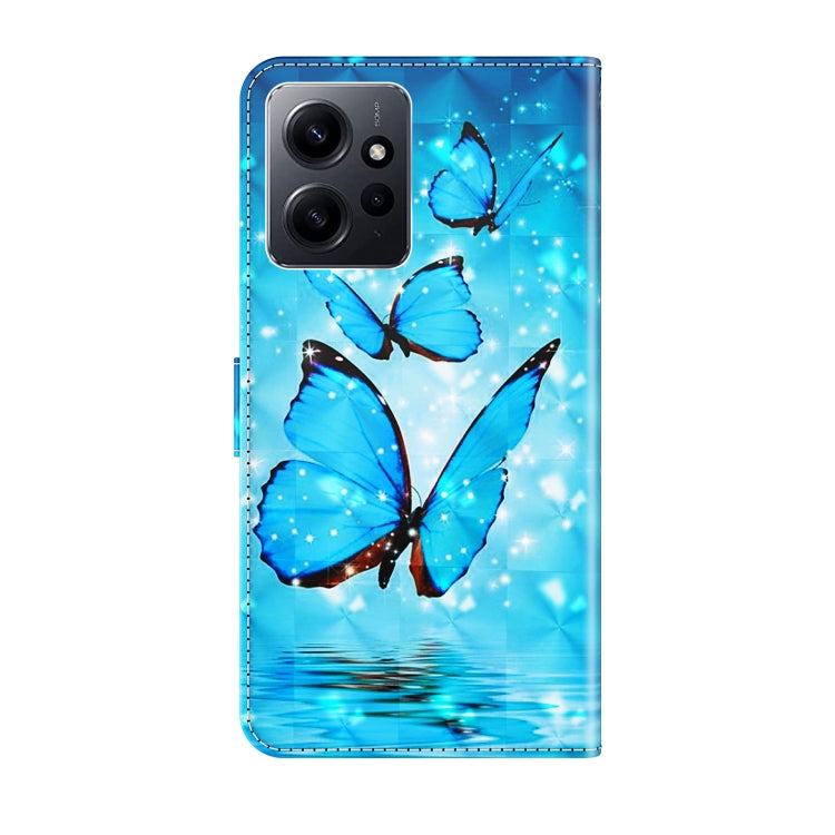 For Xiaomi Redmi Note 12 4G Global 3D Painting Pattern Flip Leather Phone Case(Three Butterflies) - Note 12 Cases by PMC Jewellery | Online Shopping South Africa | PMC Jewellery