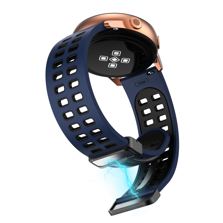 22mm Double-row Hole Folding Silver Buckle Two-color Silicone Watch Band(Pink White) - Smart Wear by PMC TechLife | Online Shopping South Africa | PMC TechLife