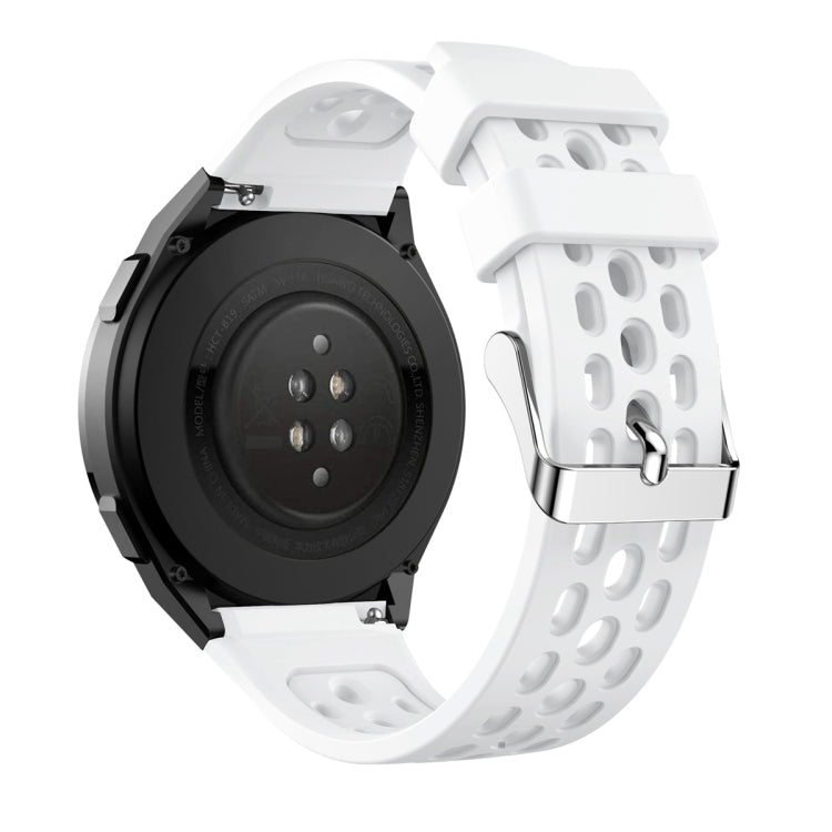 For Huawei Watch GT 2e Solid Color Round Hole Silicone Watch Band(White) - Smart Wear by PMC Jewellery | Online Shopping South Africa | PMC Jewellery