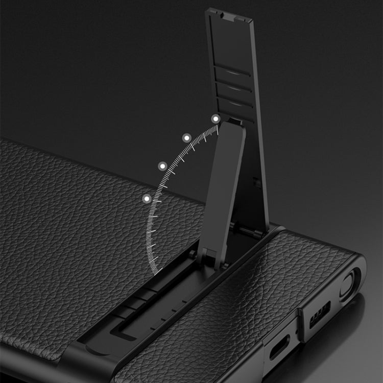 For Samsung Galaxy S23 Ultra 5G GKK Triumph Ultra-Thin Plain Leather Phone Case with Holder(Black) - free shipping - PMC TechLife - Order now!