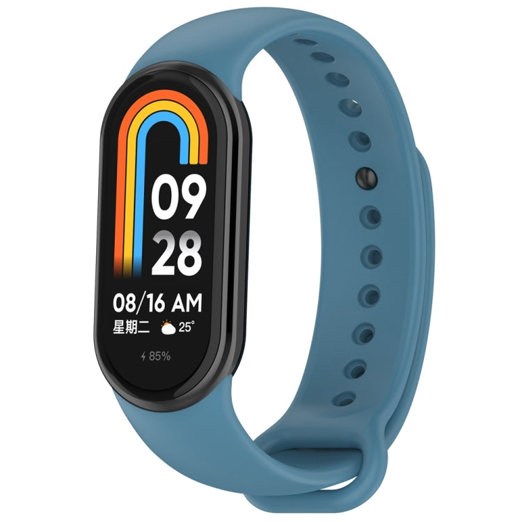For Xiaomi Mi Band 8 Solid Color Stainless Steel Plug Replacement Watch Band (Blue) - Watch Bands by PMC TechLife | Online Shopping South Africa | PMC TechLife
