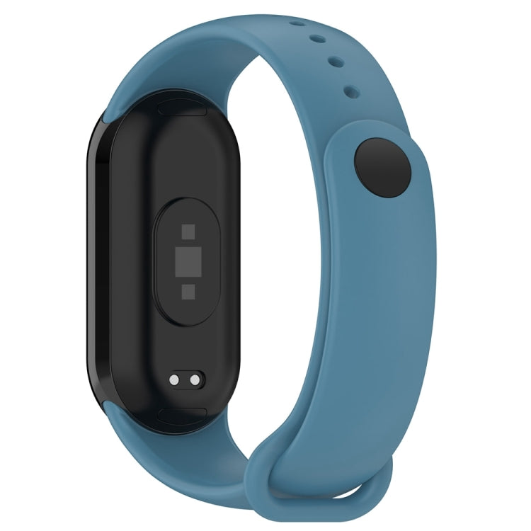 For Xiaomi Mi Band 8 Solid Color Stainless Steel Plug Replacement Watch Band (Blue) - Watch Bands by PMC Jewellery | Online Shopping South Africa | PMC Jewellery