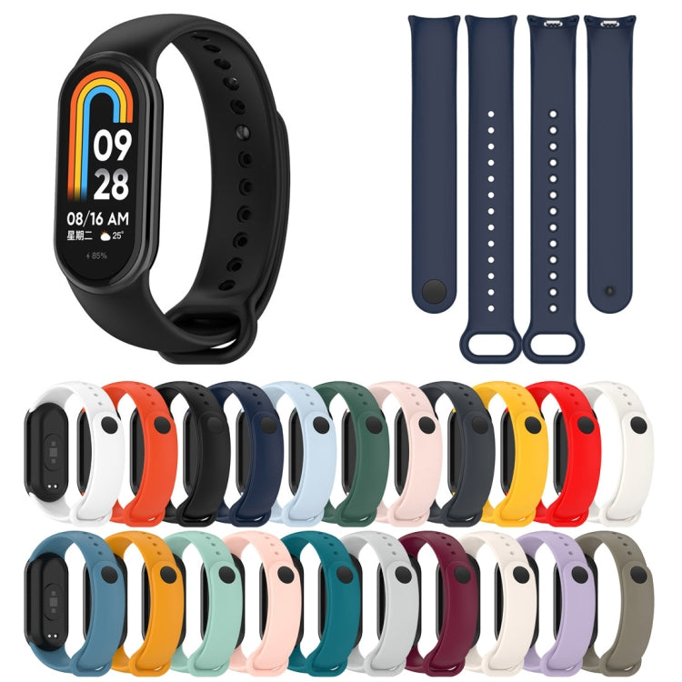 For Xiaomi Mi Band 8 Solid Color Stainless Steel Plug Replacement Watch Band (Blue) - Watch Bands by PMC TechLife | Online Shopping South Africa | PMC TechLife