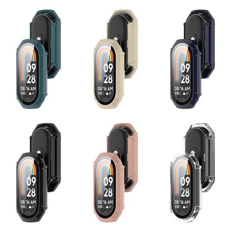 For Xiaomi Mi Band 8 PC + Tempered Glass Integrated Protective Watch Case(Pine Green) - Smart Wear by PMC TechLife | Online Shopping South Africa | PMC TechLife