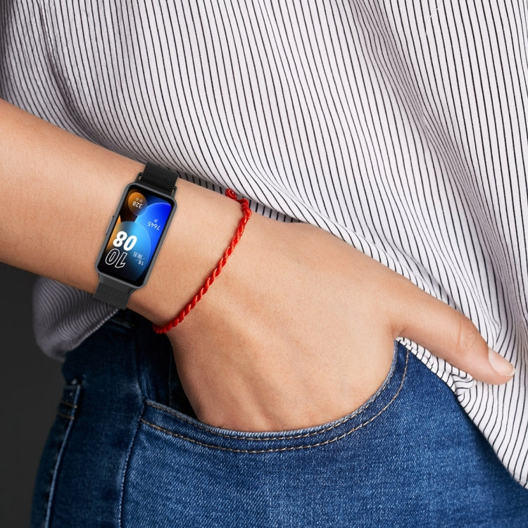 For Huawei Band 10 / 9 / 8 Milanese Metal Watch Band(Black) - Watch Bands by PMC TechLife | Online Shopping South Africa | PMC TechLife | Buy Now Pay Later Mobicred