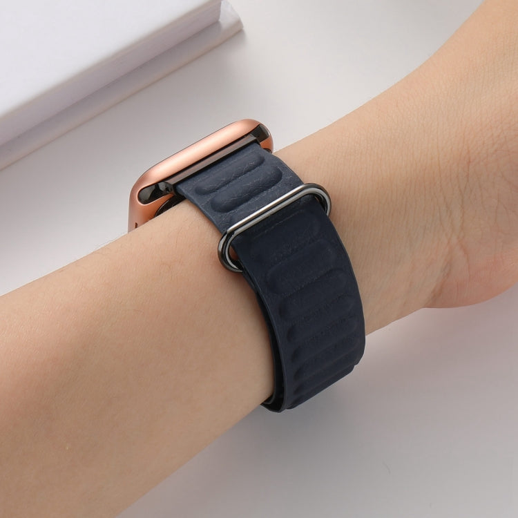 Magnetic Reverse Buckle Watch Band For Apple Watch Series 8&7 41mm(Indigo Blue) - Smart Wear by PMC TechLife | Online Shopping South Africa | PMC TechLife