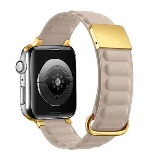 Magnetic Reverse Buckle Watch Band For Apple Watch Series 8&7 41mm(Khaki) - Smart Wear by PMC Jewellery | Online Shopping South Africa | PMC Jewellery