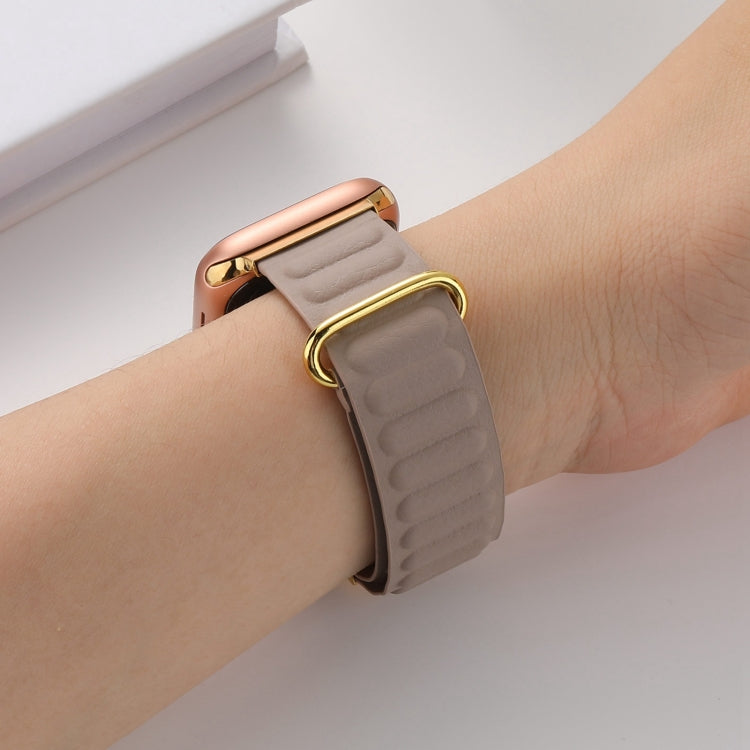Magnetic Reverse Buckle Watch Band For Apple Watch Series 8&7 41mm(Starlight Grey) - Smart Wear by PMC TechLife | Online Shopping South Africa | PMC TechLife