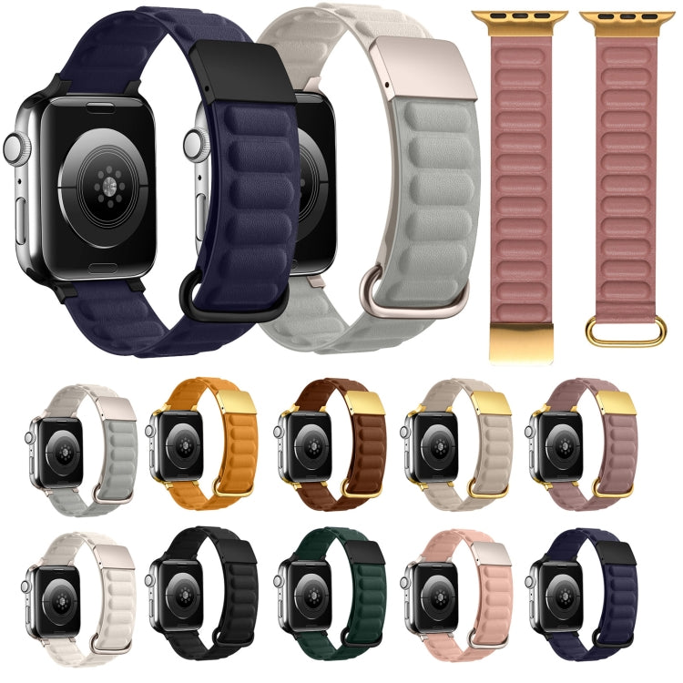 Magnetic Reverse Buckle Watch Band For Apple Watch Series 8&7 41mm(Khaki) - Smart Wear by PMC TechLife | Online Shopping South Africa | PMC TechLife