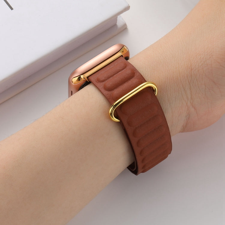 Magnetic Reverse Buckle Watch Band For Apple Watch Series 8&7 45mm(Saddle Brown) - Smart Wear by PMC TechLife | Online Shopping South Africa | PMC TechLife