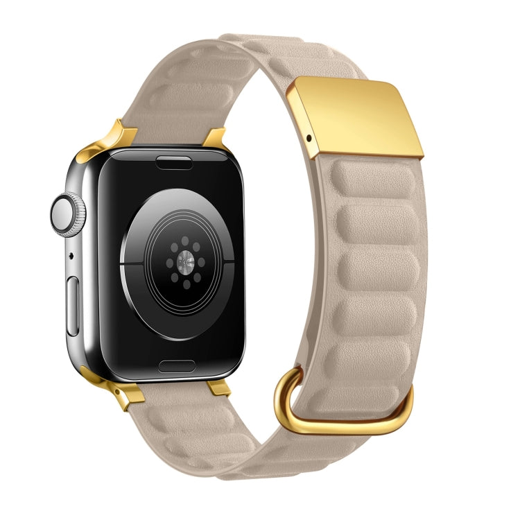 Magnetic Reverse Buckle Watch Band For Apple Watch Series 8&7 45mm(Khaki) - Smart Wear by PMC TechLife | Online Shopping South Africa | PMC TechLife