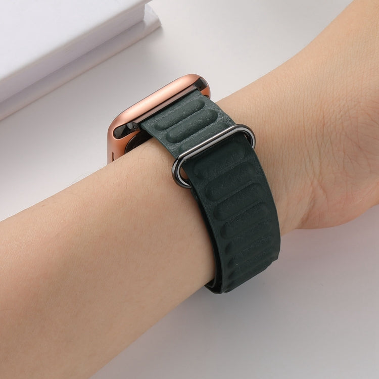 Magnetic Reverse Buckle Watch Band For Apple Watch Series 8&7 45mm(Cedar Green) - Smart Wear by PMC TechLife | Online Shopping South Africa | PMC TechLife