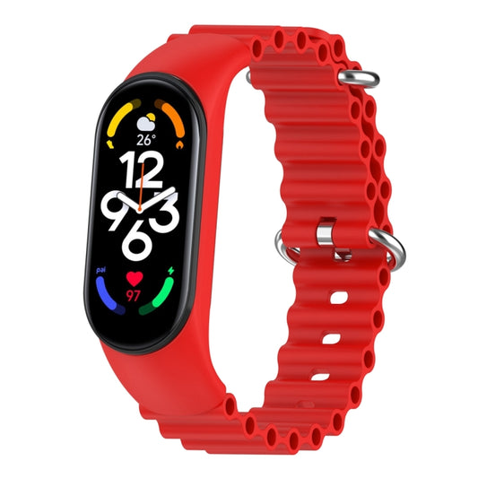 For Xiaomi Mi Band 7 / 6 / 5 / 4 / 3 Solid Color Marine Silicone Breathable Watch Band(Red) - Smart Wear by PMC Jewellery | Online Shopping South Africa | PMC Jewellery
