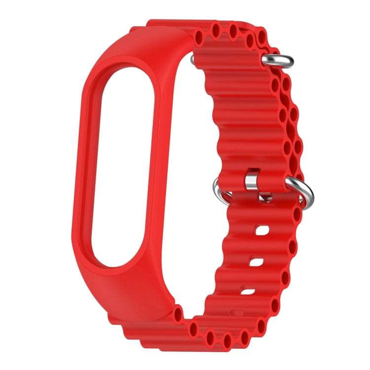 For Xiaomi Mi Band 7 / 6 / 5 / 4 / 3 Solid Color Marine Silicone Breathable Watch Band(Red) - Smart Wear by PMC TechLife | Online Shopping South Africa | PMC TechLife