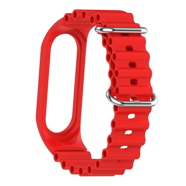 For Xiaomi Mi Band 7 / 6 / 5 / 4 / 3 Solid Color Marine Silicone Breathable Watch Band(Red) - Smart Wear by PMC TechLife | Online Shopping South Africa | PMC TechLife
