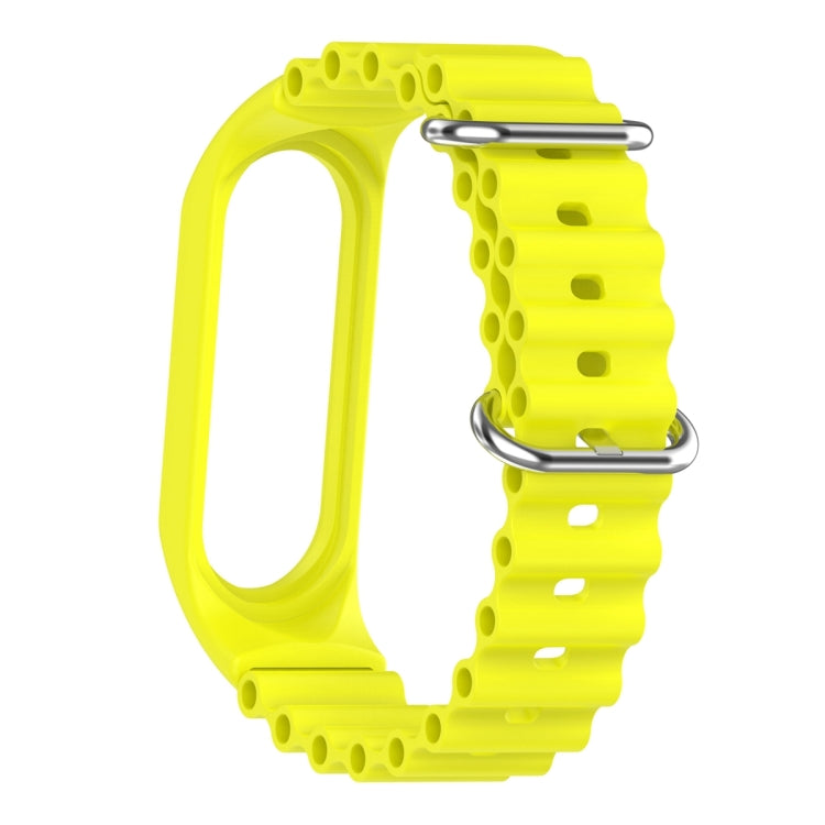 For Xiaomi Mi Band 7 / 6 / 5 / 4 / 3 Solid Color Marine Silicone Breathable Watch Band(Bright Yellow) - Smart Wear by PMC TechLife | Online Shopping South Africa | PMC TechLife