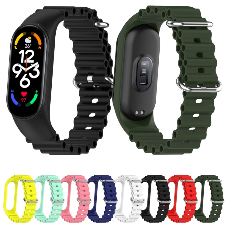 For Xiaomi Mi Band 7 / 6 / 5 / 4 / 3 Solid Color Marine Silicone Breathable Watch Band(White) - Smart Wear by PMC TechLife | Online Shopping South Africa | PMC TechLife