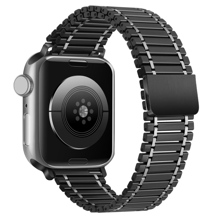 Chain Magnetic Stainless Steel Watch Band For Apple Watch Series 8&7 41mm / SE 2&6&SE&5&4 40mm / 3&2&1 38mm(Black+Silver) - Smart Wear by PMC TechLife | Online Shopping South Africa | PMC TechLife