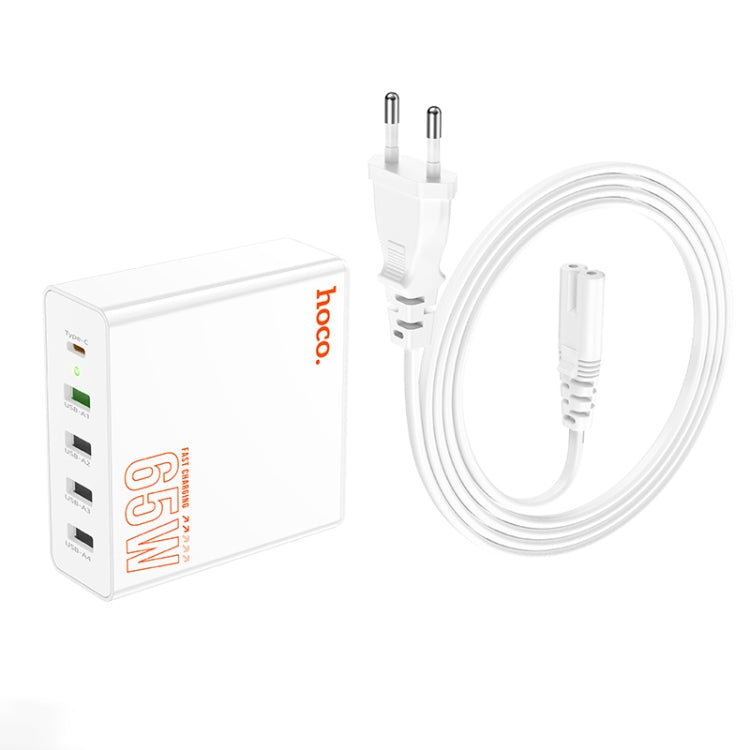 hoco C114A Vision PD 65W USB-C / Type-C + 4 USB Five Ports Fast Charger, Plug Type:EU Plug(White) - USB Charger by hoco | Online Shopping South Africa | PMC Jewellery