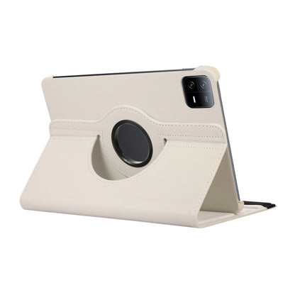 For Xiaomi Pad 6 / Pad 6 Pro 360 Degree Rotation Litchi Texture Leather Tablet Case(White) -  by PMC Jewellery | Online Shopping South Africa | PMC Jewellery