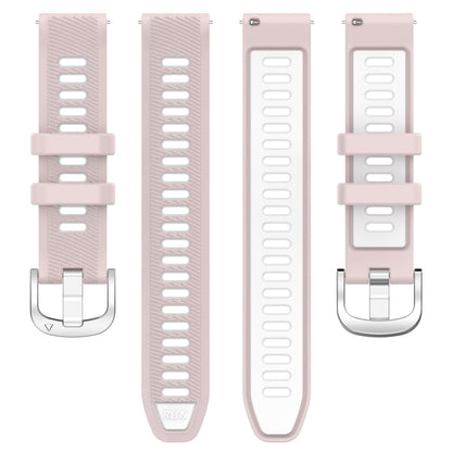 For Garmin Forerunner 265S 18mm Sports Two-Color Steel Buckle Silicone Watch Band(Pink+White) - Smart Wear by PMC Jewellery | Online Shopping South Africa | PMC Jewellery