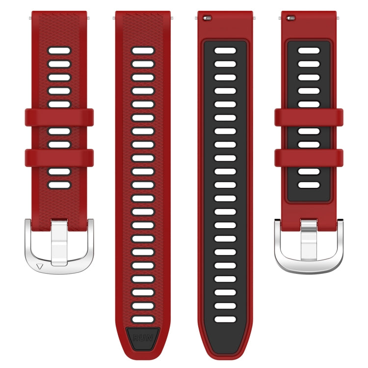 For Garmin Forerunner 265S 18mm Sports Two-Color Steel Buckle Silicone Watch Band(Red+Black) - Smart Wear by PMC TechLife | Online Shopping South Africa | PMC TechLife