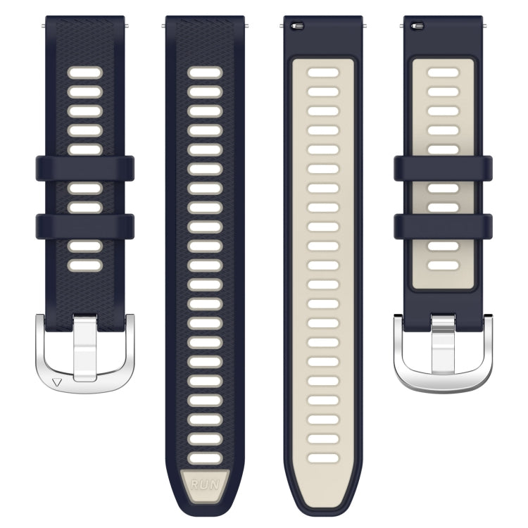 For Garmin Forerunner 265S 18mm Sports Two-Color Steel Buckle Silicone Watch Band(Midnight Blue+Starlight) - Smart Wear by PMC TechLife | Online Shopping South Africa | PMC TechLife