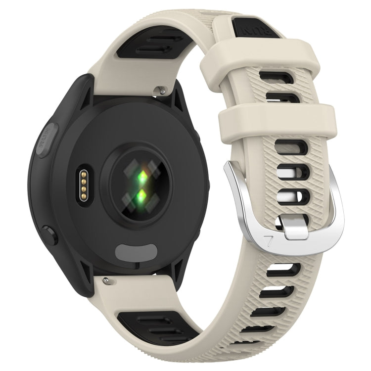 For Garmin Forerunner 265S 18mm Sports Two-Color Steel Buckle Silicone Watch Band(Starlight+Black) - Smart Wear by PMC TechLife | Online Shopping South Africa | PMC TechLife